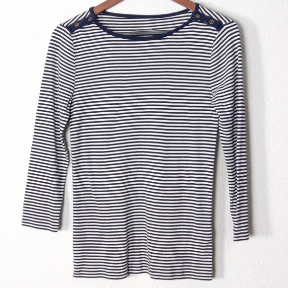 J Crew Women’s Long Sleeve Shirt Cotton Size Small White Nautical Prep - Picture 1 of 10